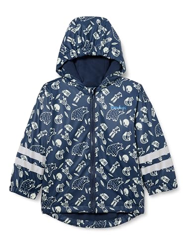 Playshoes Dziecięca kurtka przeciwdeszczowa z podszewką z polaru, uniseks, rozmiar 86, Marine Alllover, 86