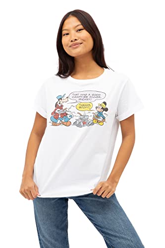 Disney Damska koszulka Campfire Miki Biały, L