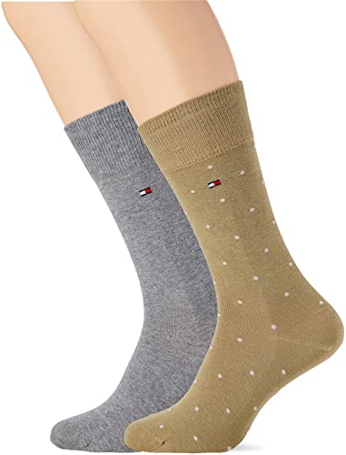 Tommy Hilfiger Skarpety męskie Dot Sock Classic, Olive Grey Melange, 43-46 EU
