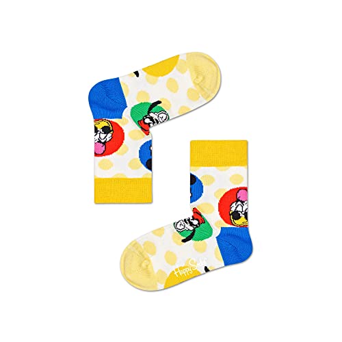 Happy Socks Kids Disney Sunny Crew Sock, kolorowe i zabawne, Skarpety dla dzieci, Żółty (4-6Y)