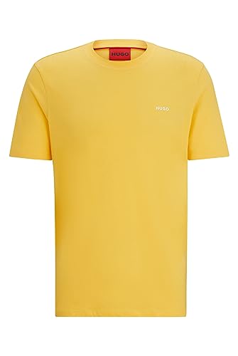 HUGO Męski T-shirt Dero222 z bawełnianego dżerseju z nadrukiem logo, Medium Yellow720, S