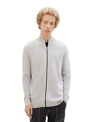 TOM TAILOR Denim Męska kurtka z dzianiny, 12035 – szary Heather Melange, S