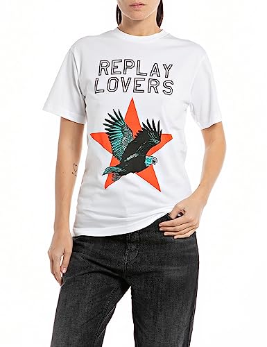Replay T-shirt damski, 001 White, S