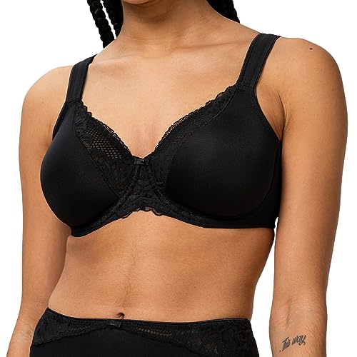 Triumph Damski nowoczesny biustonosz koronkowy + bawełna W, czarny, 100C