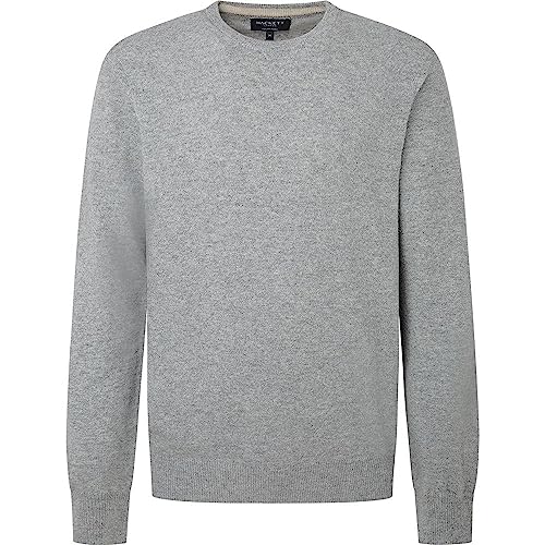 Hackett London Sweter męski Merino Cash Mix Crew, Szary (szary), S