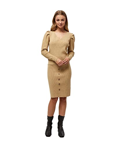 Minus Maranola damski sweter z dzianiny z dekoltem w serek, 354 Nomad Sand Melange, M