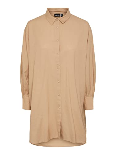 PIECES Pcleena LS Oversize Shirt Koszula damska, Nomad, XL