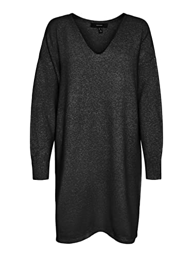 VERO MODA Women's VMDOFFY LS V-Neck Stripe Dress GA Boo sukienka, czarna/szczegóły: W. Melange, S, Czarny/szczegóły: w melanż, S