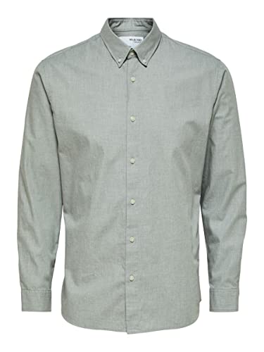 SELECTED HOMME Męska koszula Button-down, Szary melanż/szczegóły: melanż, M