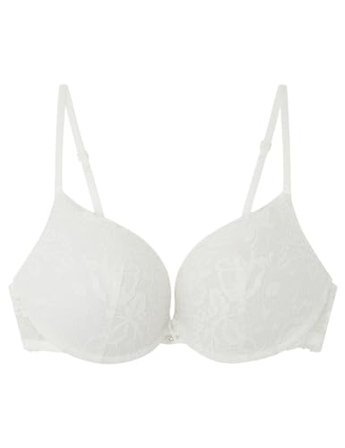 Gorgeous Biustonosz Push Up Koronka Biały, Żółty/Off White, 85B