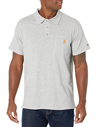 Carhartt Męska koszulka polo Force Cotton Delmont Pocket, Szary wrzosowy, XL