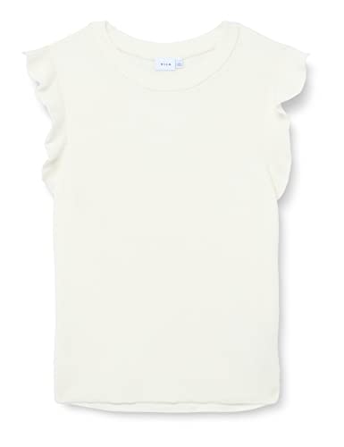 Vila Damska koszulka VIRIL O-Neck Flounce Knit Vest-NOOS z dzianiny, biała Alyssum, M, White Alyssum, M