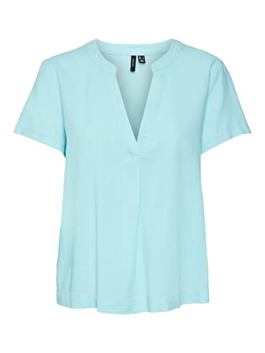 VERO MODA Women's VMMYMILO SS WVN GA Top, Limpet Shell, XS, Limpet Shell, XS