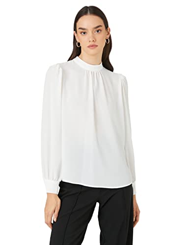 KOTON Bluzka Z długim rękawem Koszula damska, Biały Złamany (001), 42