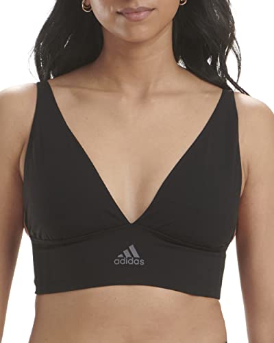 adidas Micro-Stretch bez szwu Longline Plunge Lounge biustonosz damski, czarny, XL, Czarny, XL