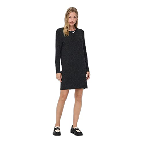 ONLY Women's ONLRICA Life L/S O-Neck Dress KNT NOOS sukienka mini, czarna/szczegóły: melanż, S