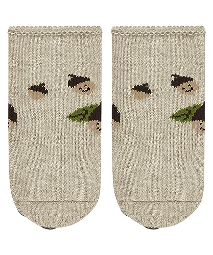 FALKE Unisex Baby Cosy Acorn skarpety domowe z ekologiczną bawełną antypoślizgowe wypustki, 1 para, beżowy (Beige Melange 4082), 3-6 miesięcy