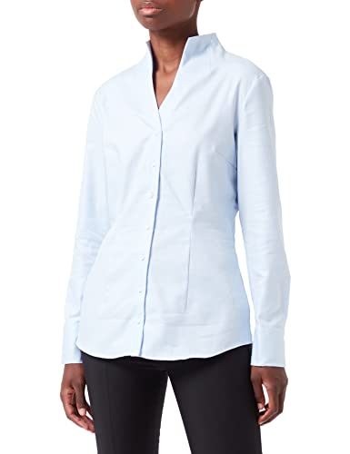 Seidensticker Damska bluzka z kołnierzem kielichowym Slim fit długi rękaw kołnierz kielichowy łatwy do prasowania, jasnoniebieski, 38