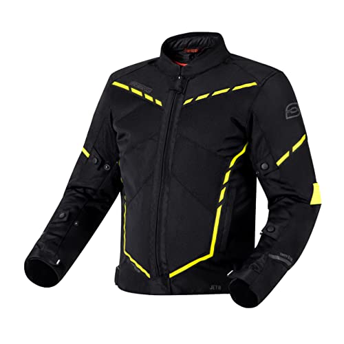 OZONE MOTO Jet II Męska kurtka motocyklowa, Czarny/Żółty fluorescencyjny, M