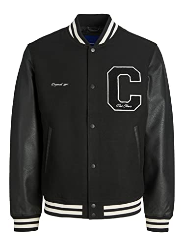JACK & JONES PLUS Męska kurtka bomberka Jorcollege Ps, Czarny, 3XL