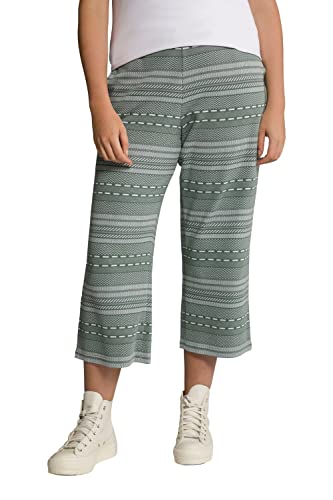 Ulla Popken Damskie spodnie Culotte, Two-Tone-Jacquard, szeroka nogawka, bawełna organiczna, Outerspace (kolor zamienny), 42/44