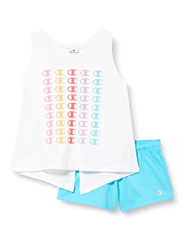 Champion Dziewczęca Legacy American Classics Tank Top & Shorts komplet, (biały/jasnoniebieski), 3-4 Lata