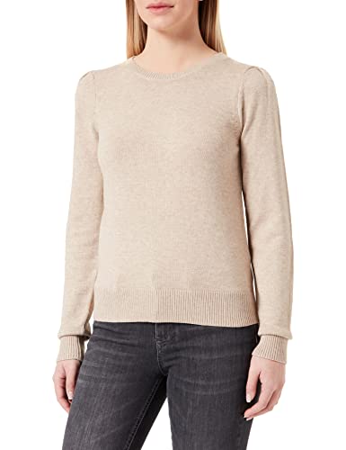 ONLY JdY Damski sweter Jdymarco L/S Puff Noos KNT, beżowy/szczegóły: melanż, L