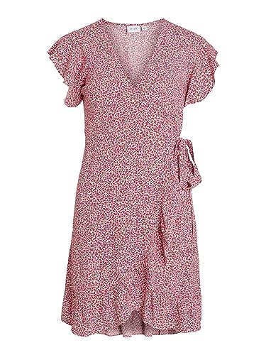 VIFINI WRAP S/S krótka sukienka - NOOS, Pink Yarrow/Aop: alini, 40