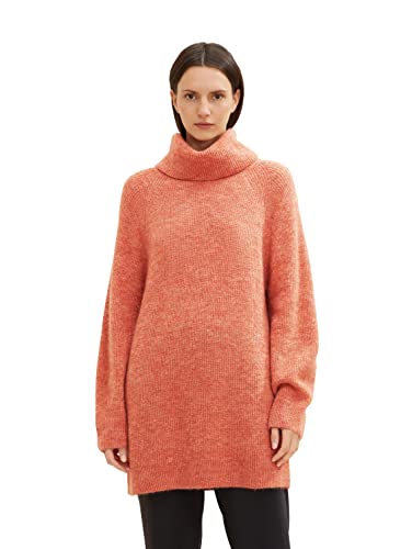 TOM TAILOR Damski Sweter z dzianiny oversize z golfem 1034076, 30670 - Canyon Sunset Red Melange, 3XL