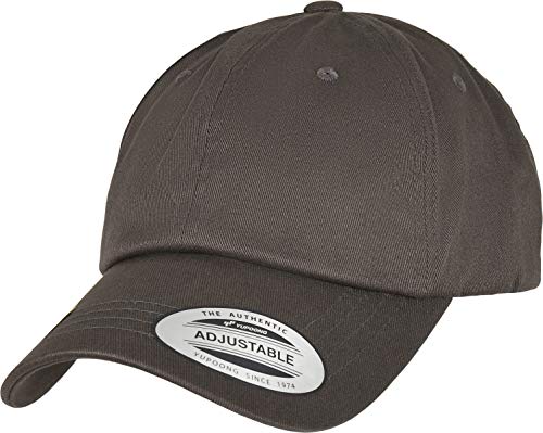 Yupoong Flexfit Unisex Dad Cap z organicznej bawełny z zakrzywionym daszkiem, czapka bejsbolowa z bawełny organicznej, regulowany rozmiar, rozmiar uniwersalny, ciemnoszary, jeden rozmiar