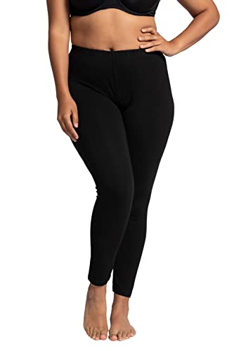 Ulla Popken damskie duże rozmiary do rozmiaru 78, legginsy z elastycznym paskiem, slim fit, elastyczny dżersej, elastyczny materiał, 665315, czarny (schwarz 10), 72
