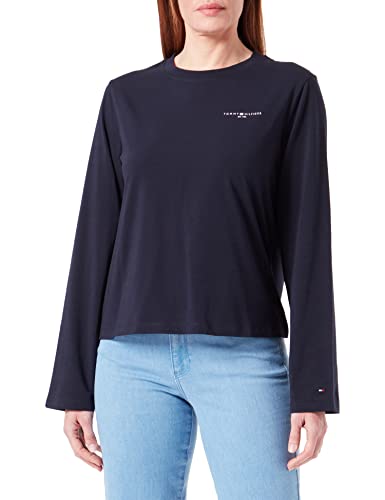 Tommy Hilfiger Damskie 1985 REG Mini Corp Logo C-NK LS L/S dzianinowe topy, pustynne niebo, S, Pustynne niebo, S