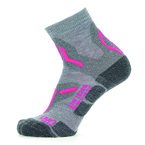 UYN Damskie Lady Trekking 2 w Merino Low Cut Socks skarpety turystyczne, jasnoszare/różowe, rozmiar uniwersalny
