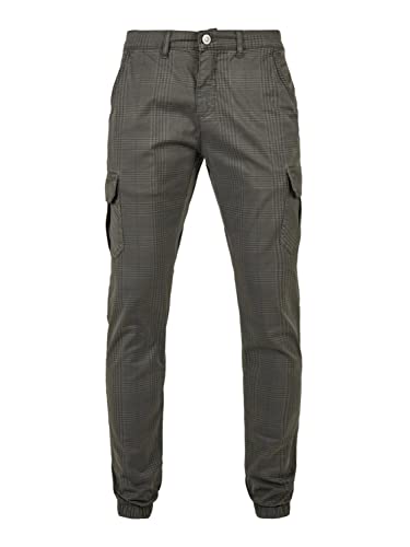 Urban Classics AOP Glencheck Cargo Jog spodnie męskie z delikatnym wzorem w kratkę w 3 kolorach, rozmiary S - 5XL, ciemnoszary, XL