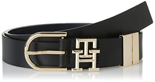 Tommy Hilfiger Damski pasek skórzany TH Lux 3.0 Rev, Czarny/Space Blue Mix, 75 cm