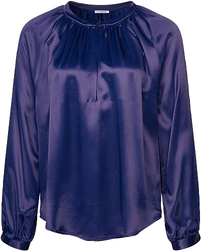 Seidensticker Damska bluzka - modna bluzka - Regular Fit - Runhals - długi rękaw - 100% wiskoza, niebieski, 44