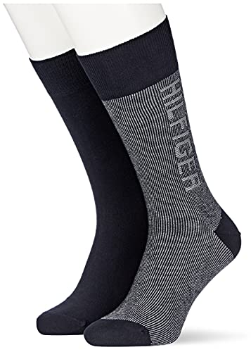Tommy Hilfiger Męskie prążkowane logo Men's Classic Sock, grantowy, 39 EU