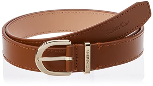 calvin klein Damski pasek CK Must metalowa pętla RND 25 mm, koniak, 100