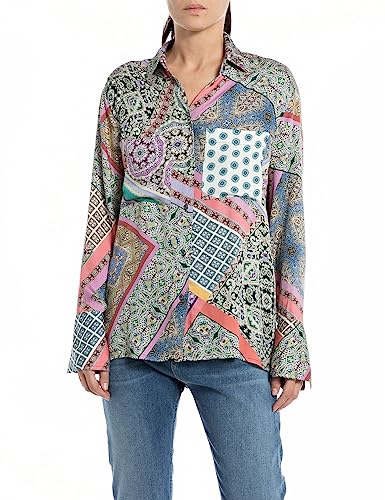 Replay Bluzka damska, 010 Black/Multicolor, XXS