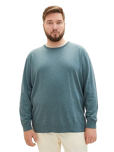 TOM TAILOR Sweter męski plus size, 32714 - Dusty Dark Teal Melange, 3XL Duże Rozmiary