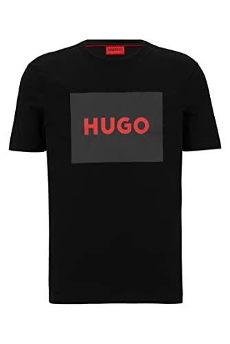 HUGO Męski T-shirt Dulive222, czarny 7, L, Black7, L