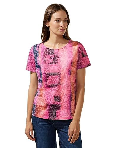 Street One Damska koszulka z krótkim rękawem z nadrukiem, Kwiat koralowy, 46