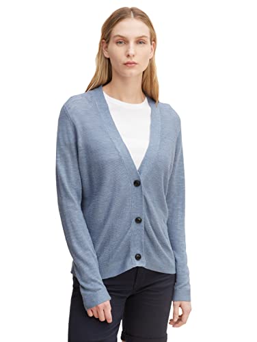 TOM TAILOR Damski Lniany kardigan 1030917, 28800 - Faded Denim Blue, L