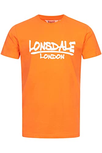 Lonsdale T-shirt męski o regularnym kroju TOSCAIG, pomarańczowy/biały, L 117389