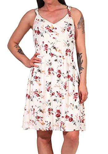 ONLY Sukienka damska bez rękawów nadruk kwiatowy, Creme Brûlée/Rose Flowers, 38