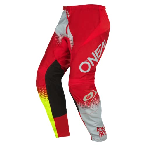 O'NEAL | Spodnie Motocross | Enduro MX | Maksymalna swoboda ruchów, lekka, oddychająca i wytrzymała konstrukcja | Element Racewear V.22 Pants | Dorośli | Red Grey Neon Yellow | Rozmiar 38/54