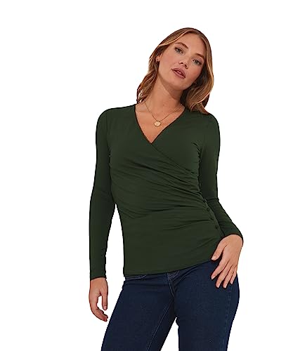 Joe Browns Damska koszulka z długim rękawem, slim fit, dopasowana, z przodu, zielona, 6, ZIELONY, 32