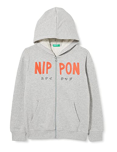 United Colors of Benetton Chłopięca bluza z kapturem z długim rękawem, szary melanż 501, 150