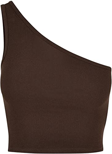 Urban Classics Ladies Cropped Asymmetric Top, Koszula damska Cami, Brown, Brązowy, XXL
