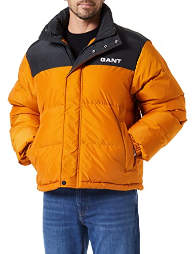 GANT Męska kurtka D2. Blocked Padded Jacket, DK Mustard ORANGE, 4XL
